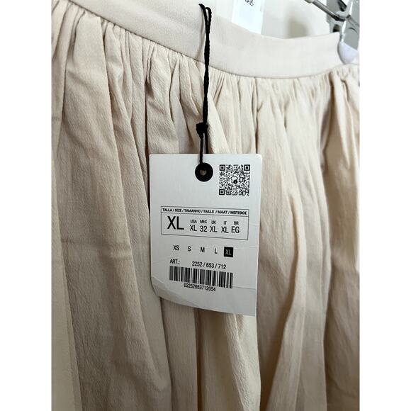 Zara Cotton Midi Ruffly Waist Skirt Collection Ecru 2252/653 NWT XL - Picture 5 of 7
